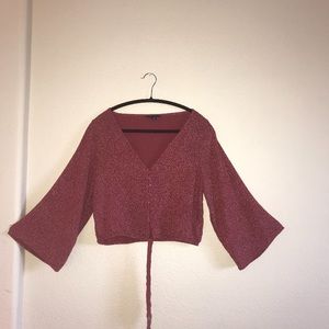 Red and white polka-dot crop top